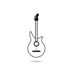 Acoustic guitar musical instrument line art vector icon for music applications and websites set of acoustic and electric guitars. Vector illustration.