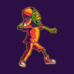 t shirt design zombies get ready to throw the ball football illustration