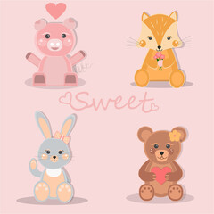 Obraz premium set of cute animals