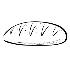 loaf, baked goods, black sketch on white background