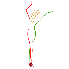 graceful girl makes movements, standing on tiptoe