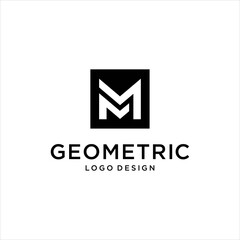 geometric letter M logo, initial MM logo design vector
