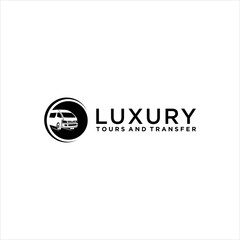 luxury minivan camper car logo design vector