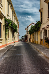 narrow street in the old town cartagena de indias