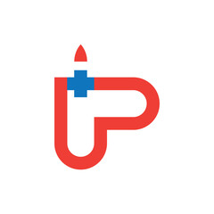 UP letter with plus and up arrow logo design vector