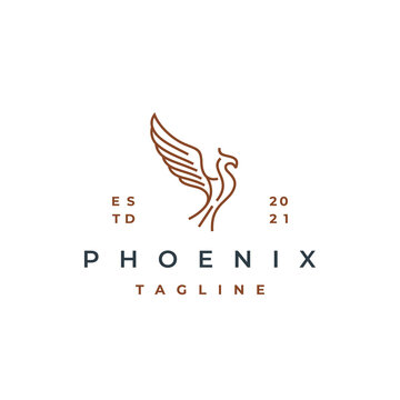 Line Art Phoenix Logo Design Vector Template
