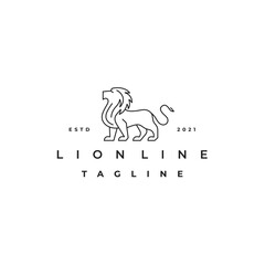 Line Art Lion Vector Illustration Logo Design Template