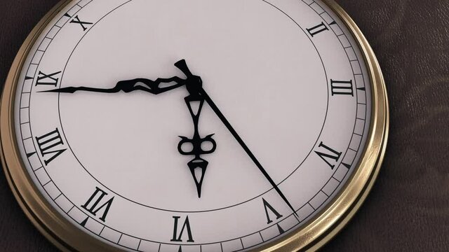 The new pocket watch becomes old as the pointer turns quickly. Replacement of the old and the new.Time lapse.