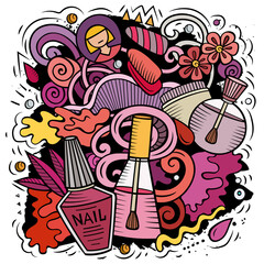 Nail Salon hand drawn vector doodles illustration.