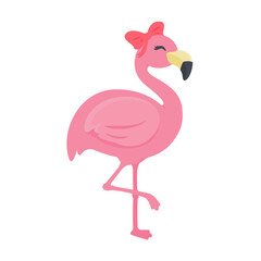 Fototapeta premium Beautiful Summer Flamingo Vector Decorate the head with flowers and a crown.