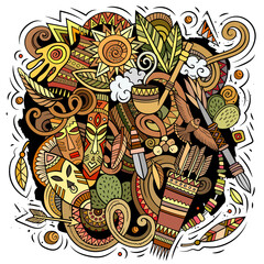 Obraz premium Native American cartoon vector doodle design