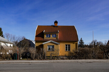 Stockholm, Sweden Single family residential private houses in the Alvsjo suburb.