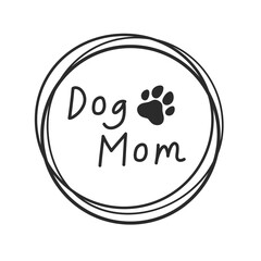 Dog mom text design from dog footprints and hearts For the shirt pattern as a gift to mom