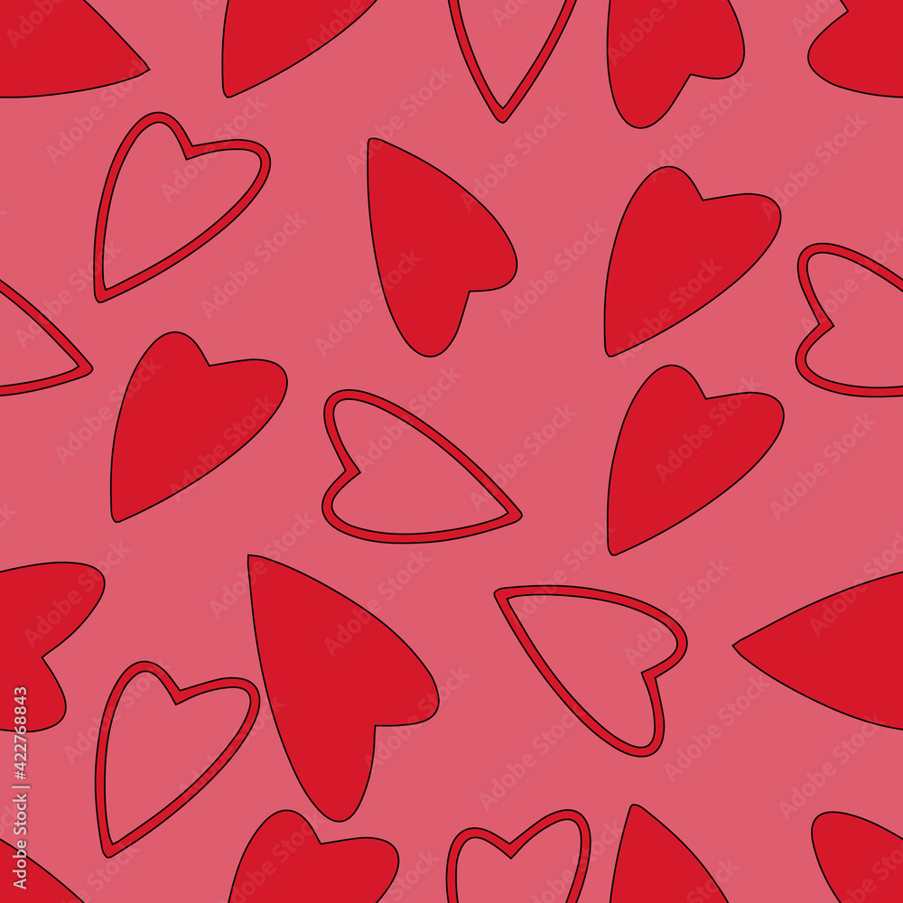 Poster love red hearts seamless repeat pattern print background