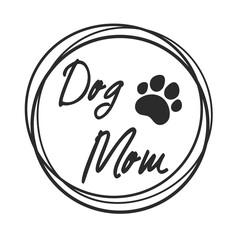 Dog mom text design from dog footprints and hearts For the shirt pattern as a gift to mom