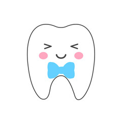 Cute cartoon milk teeth vector Adorned with a bow and a tiara to decorate the children's tooth bags.
