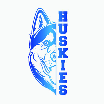 Huskies Icon Illustration Vector Design. Sport Style College Letters. Skeleton Face Death Symbol.