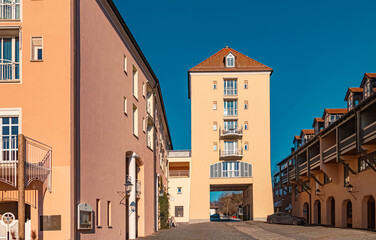 Beautiful winter view at Therme Bad Griesbach center, Bavaria, Germany