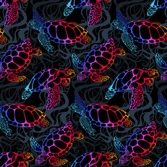 Sea turtle seamless pattern - 422770232
