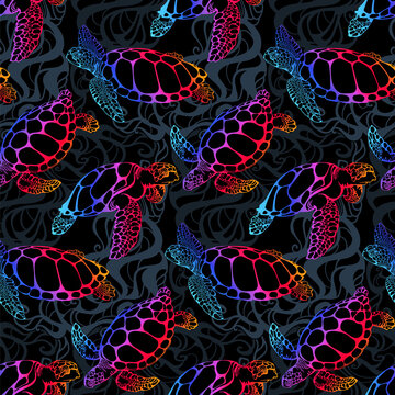 Sea Turtle Seamless Pattern