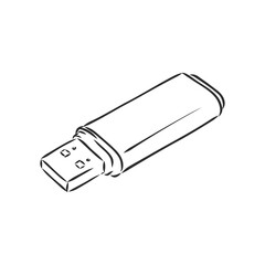 Information resident, flash card usb 2. Vector graphics in doodle style. Hand-drawn by a black line. Isolated image on a white background.