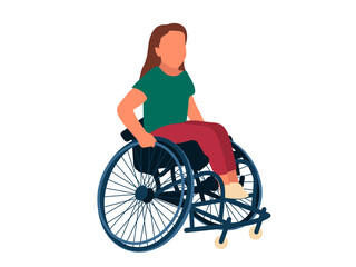 Obraz na płótnie Canvas Girl with a disability. Child in a wheel chair. Illustration on a white background. Vector. 