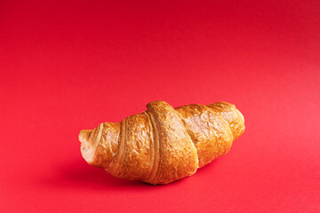 croissant sweet bun on colored background fresh dessert snack healthy meal top view copy space for text food background rustic