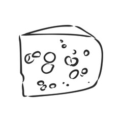 Piece of Cheese. a piece of cheese, vector sketch on a white background