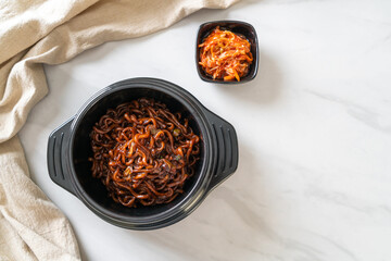 Korean black spaghetti or instant noodle with roasted chajung sauce