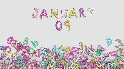 January 9 date calendar birthday party ceremony use