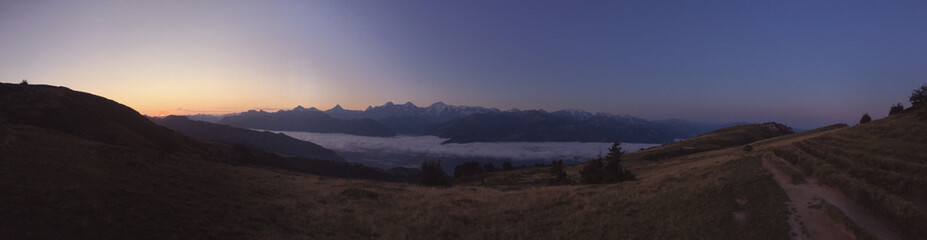 Sunrise in the Alps, Switzerland. Panorama
