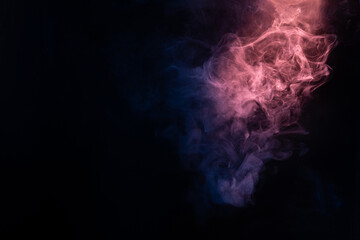 Blue and pink steam on a black background.