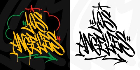 Los Angeles Abstract Hip Hop Urban Hand Written Graffiti Style Vector Illustration Calligraphy - obrazy, fototapety, plakaty