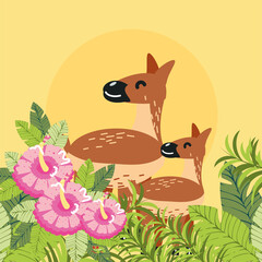 family deer flowers
