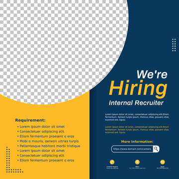 Modern Job Vacancy Square Web Banner For Social Media Post. Hiring Job Template For Internal Recruiter