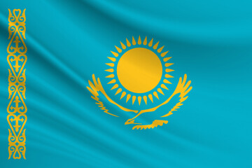 Flag of Kazakhstan Fabric texture of the flag of Kazakhstan
