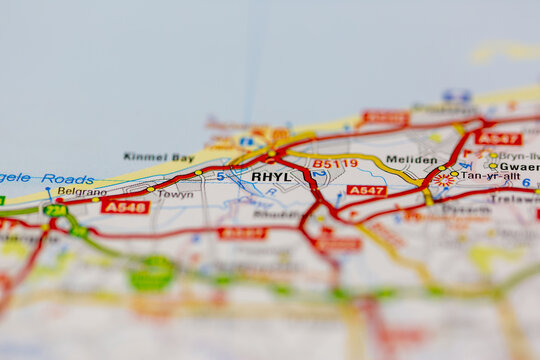 03-22-2021 Portsmouth, Hampshire, UK Rhyl Shown on a Geography map or road map