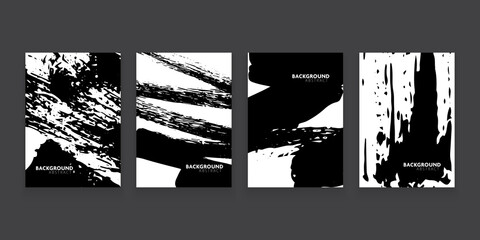 Vector set of flyer template design. Black grunge texture background.