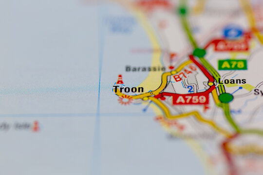 03-22-2021 Portsmouth, Hampshire, UK Troon Shown on a Geography map or road map