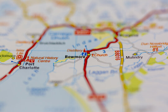03-22-2021 Portsmouth, Hampshire, UK Bowmore Shown on a Geography map or road map