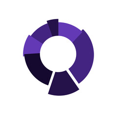 Pie chart infographic element in modern flat design with long shadows suitable for presentations, reports, etc. Eps10 vector illustration.