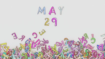 May 29 calendar puzzled month birthday date use