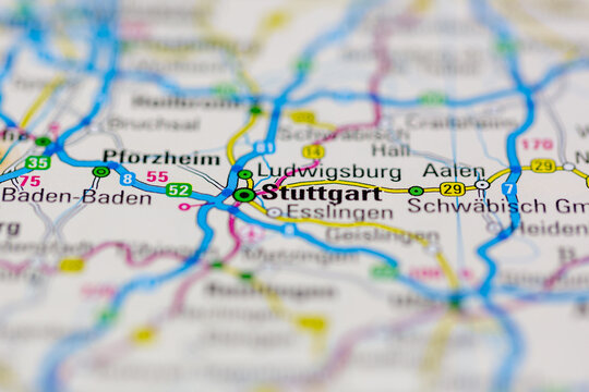 03-22-2021 Portsmouth, Hampshire, UK Stuttgart Shown on a Geography map or road map