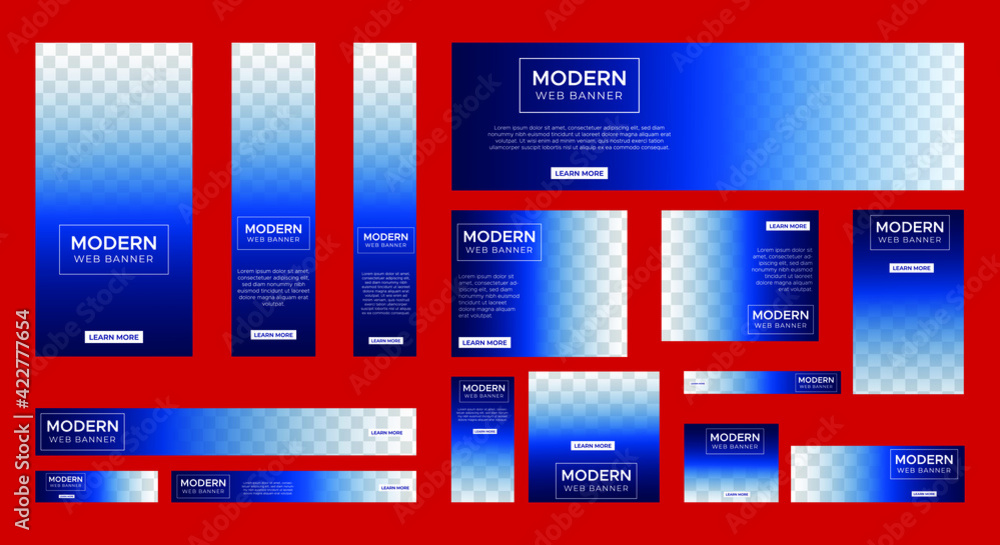 Wall mural set of modern web banners of standard size with a place for photos. vertical, horizontal and square 