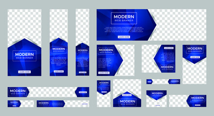 set of modern web banners of standard size with a place for photos. Vertical, horizontal and square template. vector illustration EPS 10