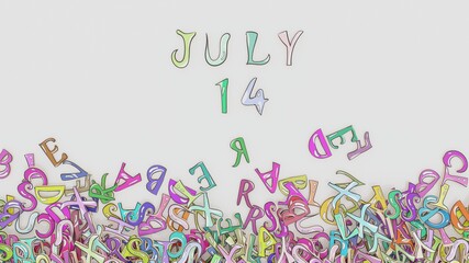 July 14 calendar puzzled month birthday schedule use