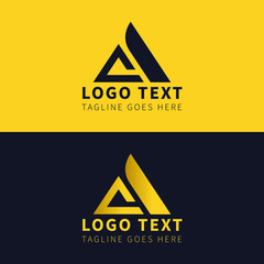 Alphabetical letter a logo with a golden style color Free Vector