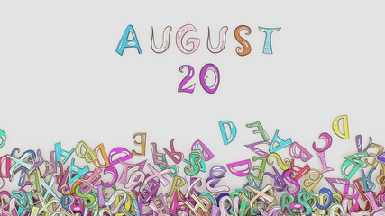 August 20 puzzled calendar monthly schedule birthday use