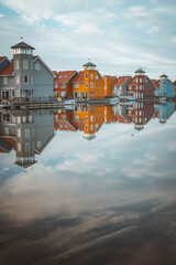 Colourful houses of Reitdiephaven in Groningen, the Netherlands.