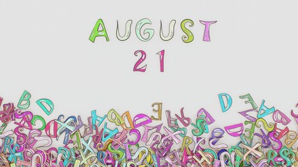 August 21 puzzled calendar monthly schedule birthday use